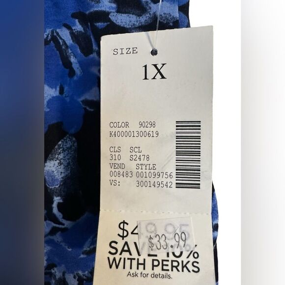 Catherines Women's Plus Size Knit Legging, Navy Watercolor Floral, Size 1X 18/20 - Picture 6 of 8